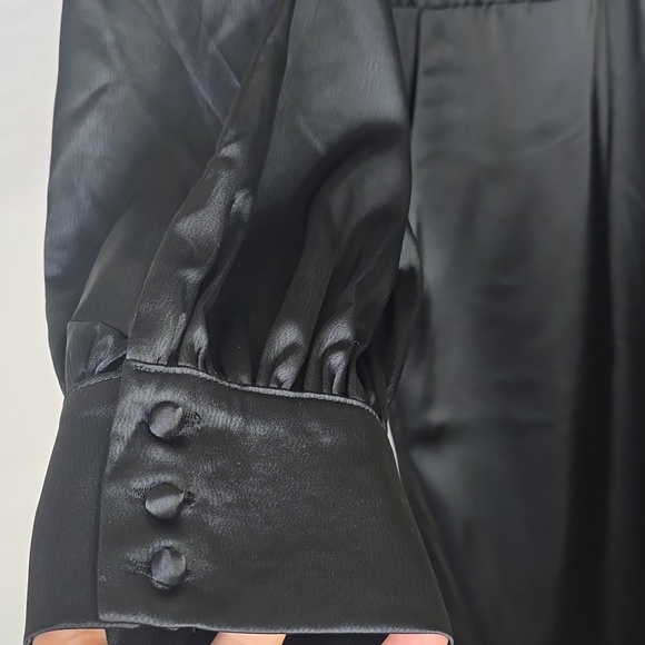 Disturbia Pintuck Rufflw Black Long Sleeve Ruffle- Jumpsuit Size 12 Belt Missing - Picture 9 of 13